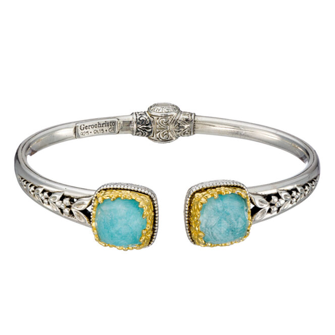 Dione Square Bracelet in Sterling Silver with Gold Plated parts and Doublet Stone - Image 3
