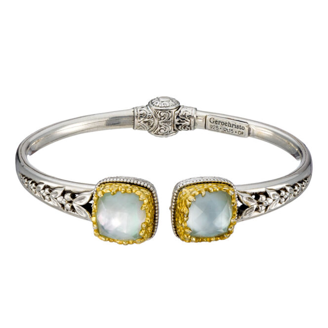 Dione Square Bracelet in Sterling Silver with Gold Plated parts and Doublet Stone - Image 4