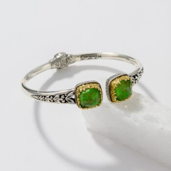 Dione Square Bracelet in Sterling Silver with Gold Plated parts and Doublet Stone