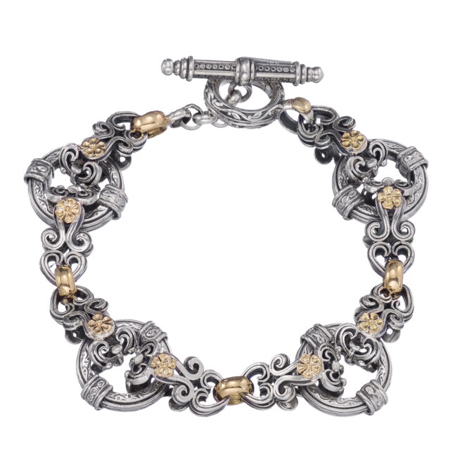 Byzantine Floral Bracelet in 18K Gold and Sterling silver - Image 3