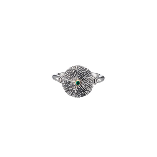 Sea Urchin Ring in Sterling Silver with 18K Gold and Gemstone - Image 4