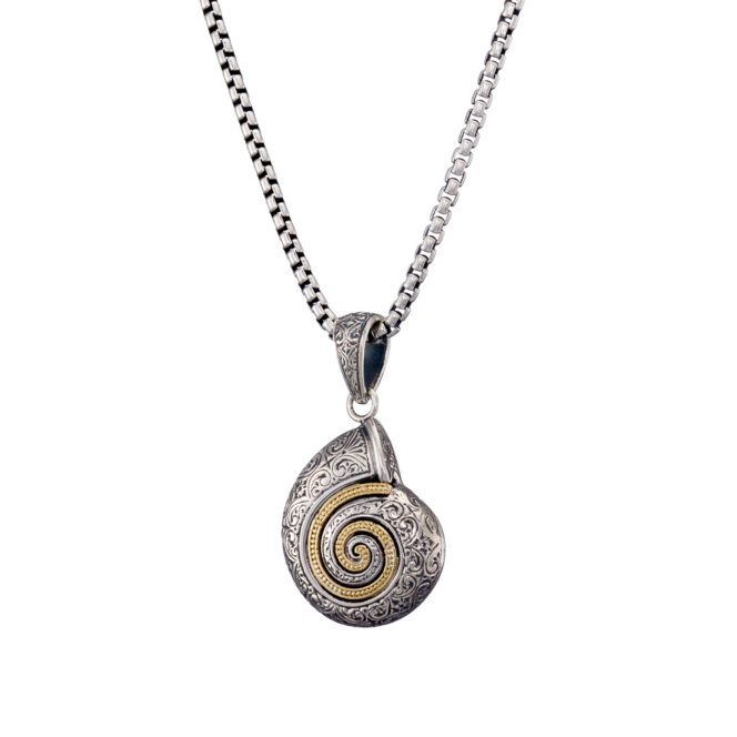 Sea Snail Pendant in 18K Gold and Sterling Silver - Image 2