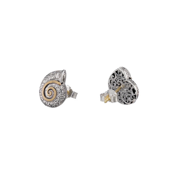 Sea Snail stud Earrings in 18K Gold and Sterling silver - Image 4