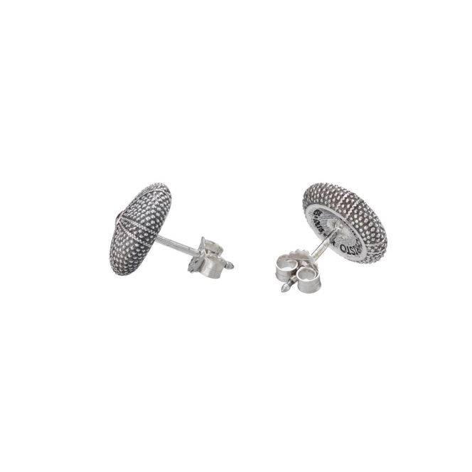 Sea Urchin Stud Earrings in Sterling Silver with Cubic Zirconia - Image 3