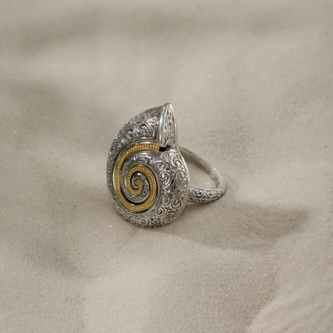 Sea Snail Ring in 18K Gold and Sterling Silver - Image 2