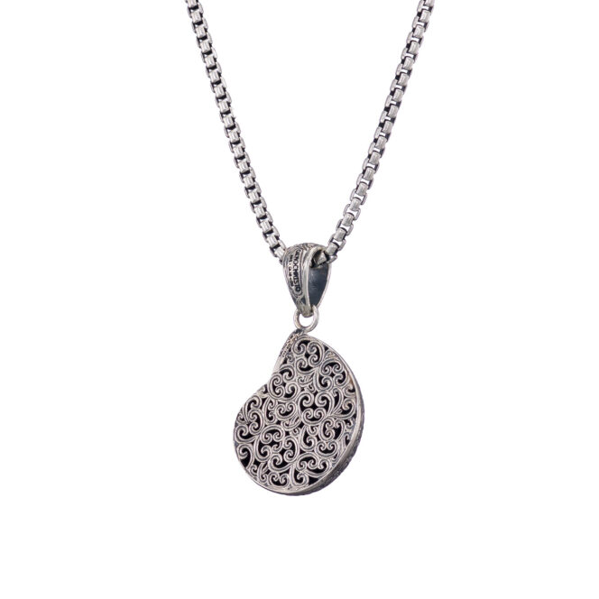 Sea Snail Pendant in 18K Gold and Sterling Silver with Ruby - Image 4