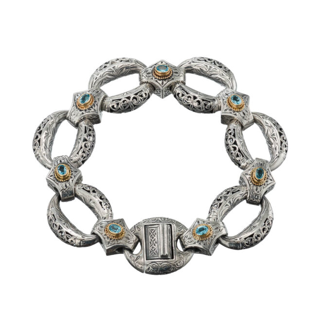 Garden Shadows Link Bracelet in 18K Gold and Sterling Silver with Blue Topaz - Image 4