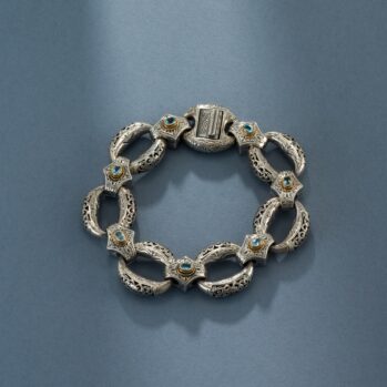 Garden Shadows Link Bracelet in 18K Gold and Sterling Silver with Blue Topaz