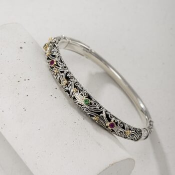 Kynthia Bracelet multi colors Gemstones in 18K Gold and Sterling Silver