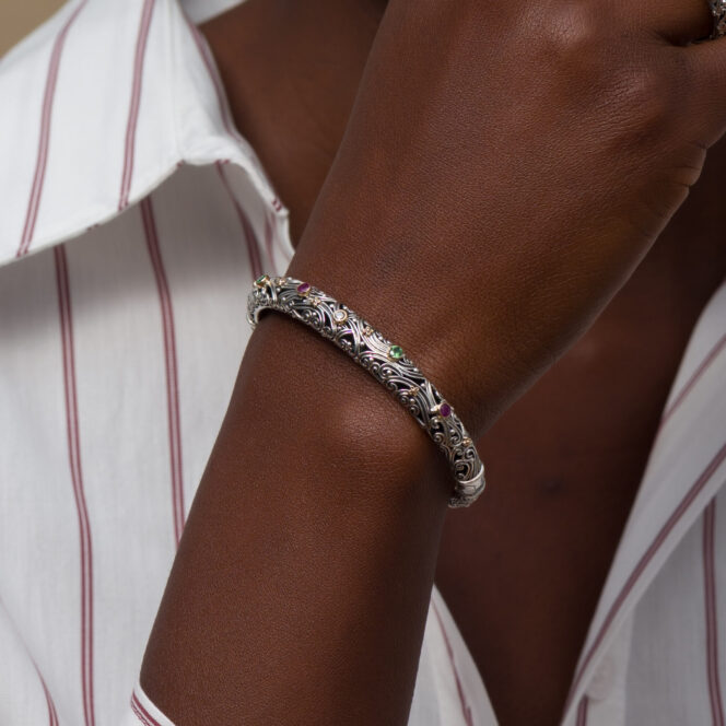 Kynthia Bracelet multi colors Gemstones in 18K Gold and Sterling Silver - Image 2