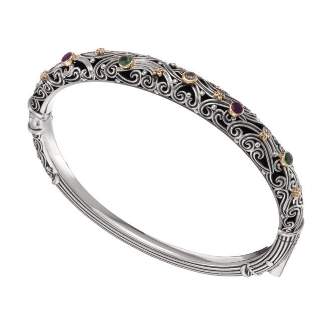 Kynthia Bracelet multi colors Gemstones in 18K Gold and Sterling Silver - Image 6