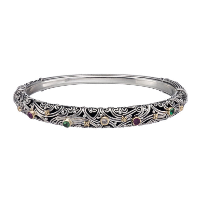 Kynthia Bracelet multi colors Gemstones in 18K Gold and Sterling Silver - Image 4