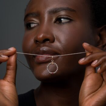 Eve circle Pendant in 18K Gold and sterling silver with Gemstones