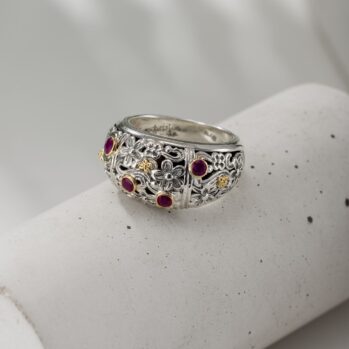 Harmony Ring in 18K Gold and Sterling Silver with Rubies