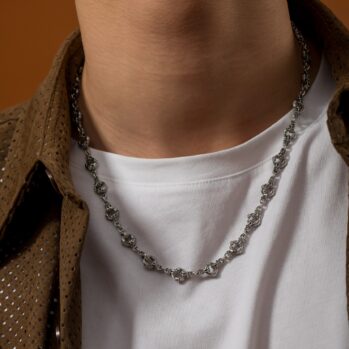 Unisex Byzantine flower chain in Sterling Silver