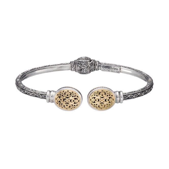 Mediterranean Double oval Bracelet in 18K Gold and Sterling Silver - Image 2