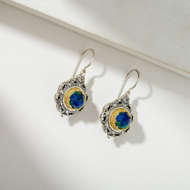 Penelope Earrings in Sterling Silver with Gold plated parts and Doublet Gemstones - Image 4