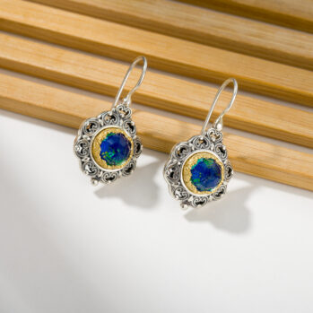 Penelope Earrings in Sterling Silver with Gold plated parts and Doublet Gemstones