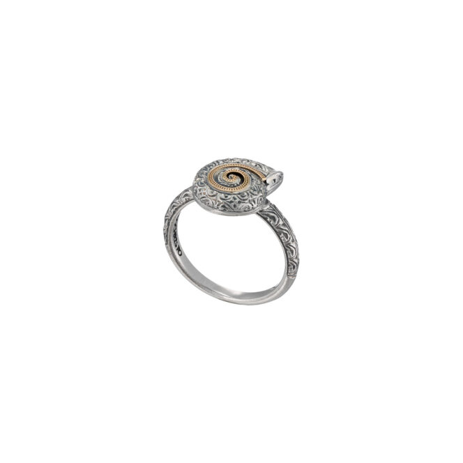 Tiny Sea Snail Ring in 18K Gold and Sterling Silver - Image 4