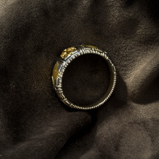 Alexandrian Cross Wide Band Ring in 18K Gold and Sterling Silver - Image 3