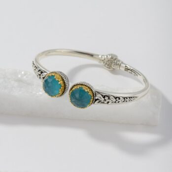 Dione Round Doublet Stones Bracelet in Sterling Silver with Gold Plated parts