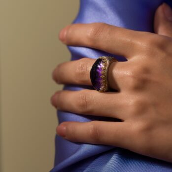 Aegean colors Katheto Ring in 18K Gold and Sterling Silver and Quartz