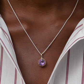 Crown Charm in 18K Gold and Sterling Silver with semi Precious Stone