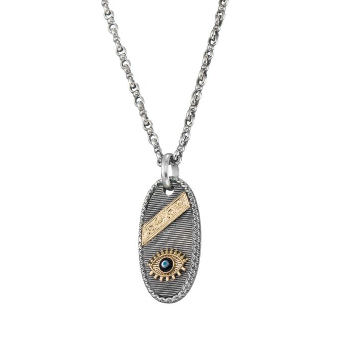Evil Eye Talisman Pendant in 18K Gold and Sterling Silver - Image 3