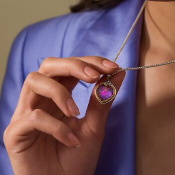 Iris Heart Pendant in Sterling Silver with Gold Plated Parts and Doublet Gemstone