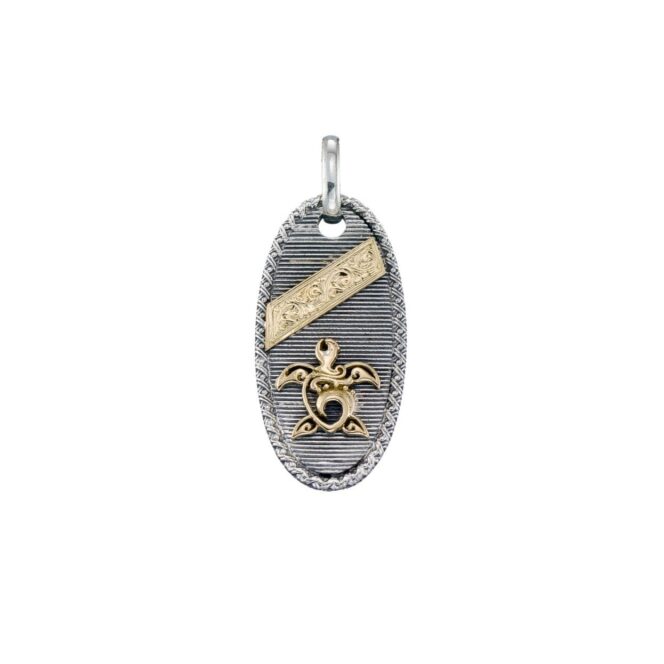 Turtle Talisman Pendant in 18K Gold and Sterling Silver