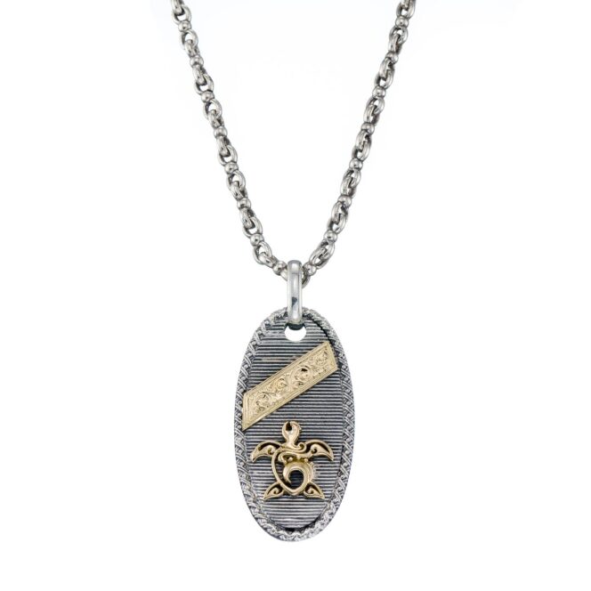Turtle Talisman Pendant in 18K Gold and Sterling Silver - Image 2
