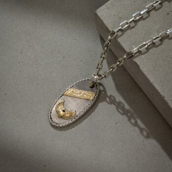 Winged Heart Talisman Pendant in 18K Gold and Sterling Silver