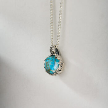 Cyclamin Round Pendant in Sterling Silver with Doublet Gemstone