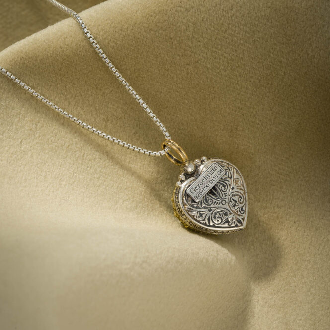 Aegean Colors Hearts Pendant in 18K Gold and Sterling Silver with Doublet Gemstone - Image 2