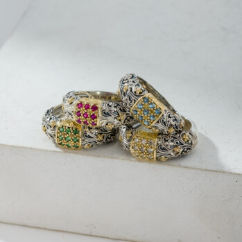 Eden's Garden Ring in 18K Gold and Sterling Silver with Gemstones