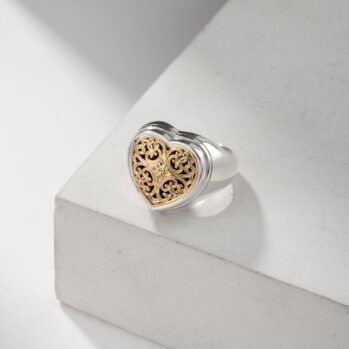 Simplicity Heart Ring in 18K Gold and Sterling Silver