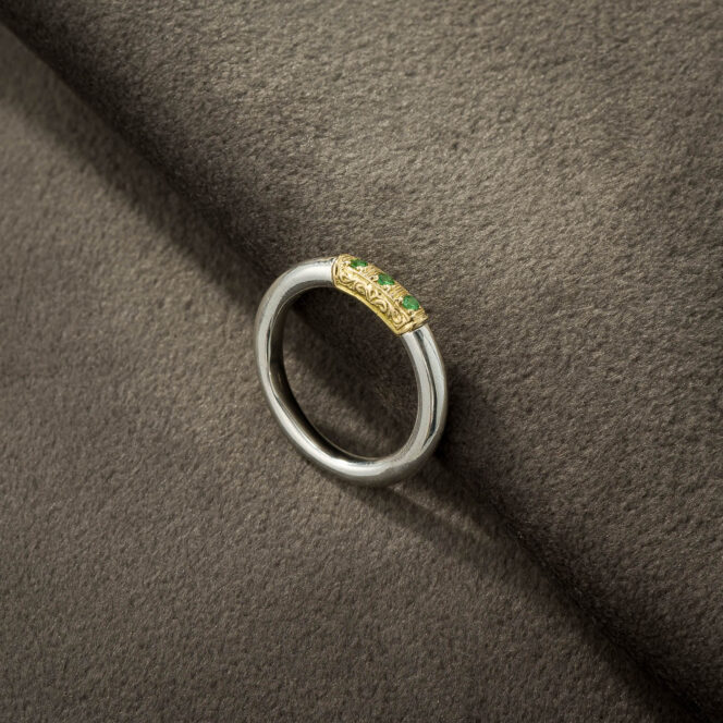 Simplicity Band Pave Ring in 18K Gold and Sterling Silver - Image 3