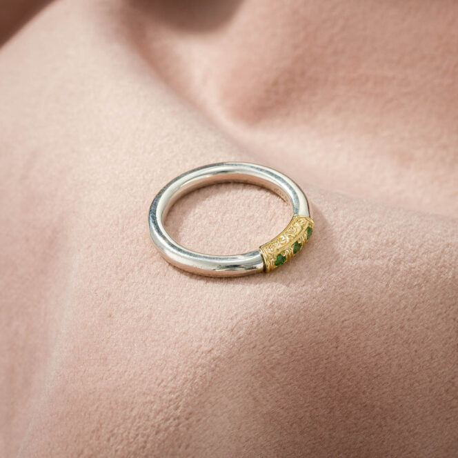 Simplicity Band Pave Ring in 18K Gold and Sterling Silver - Image 2