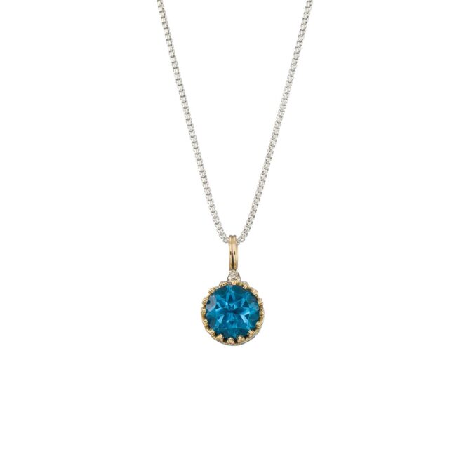 Crown Charm in 18K Gold and Sterling Silver with semi Precious Stone