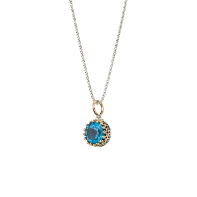 Crown Charm in 18K Gold and Sterling Silver with semi Precious Stone - Image 3