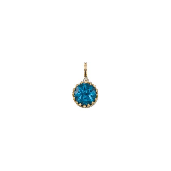 Crown Charm in 18K Gold and Sterling Silver with semi Precious Stone - Image 5