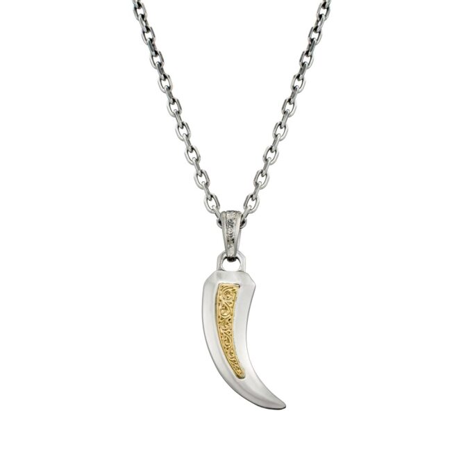 Simplicity Claw Amulet Pendant in 18K Gold and Sterling Silver - Image 2