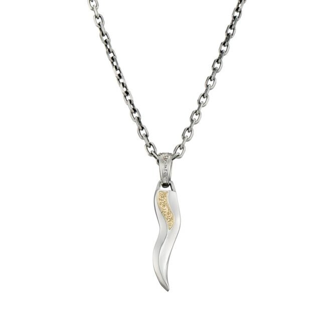 Simplicity Thin Claw Amulet Pendant in 18K Gold and Sterling Silver - Image 4
