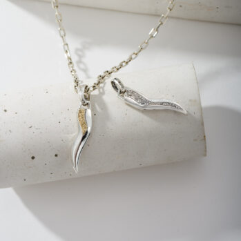 Simplicity Thin Claw Amulet Pendant in 18K Gold and Sterling Silver