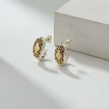Simplicity Half Hoop Earrings in 18K Gold and Sterling Silver