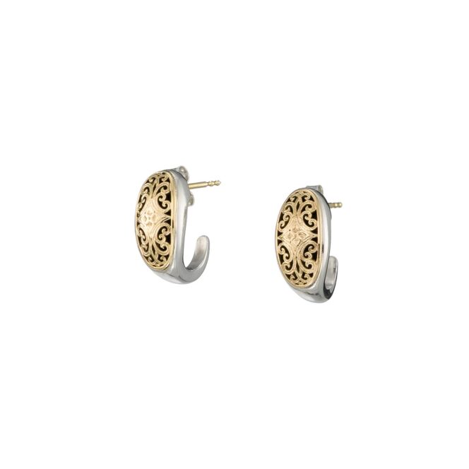 Simplicity Half Hoop Earrings in 18K Gold and Sterling Silver - Image 3