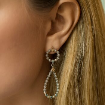 Eden's Garden Dangle Earrings in 18K Gold and Sterling Silver with Gemstones