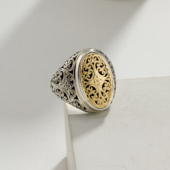 Mediterranean Oval Ring in 18K Gold and Sterling Silver