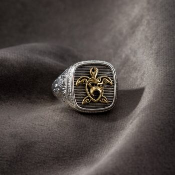The Turtle Ring in 18K Gold and Sterling Silver