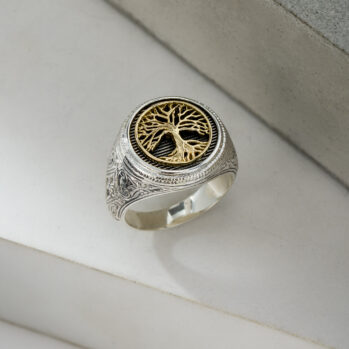 Tree of Life Ring in 18K Gold and Sterling Silver